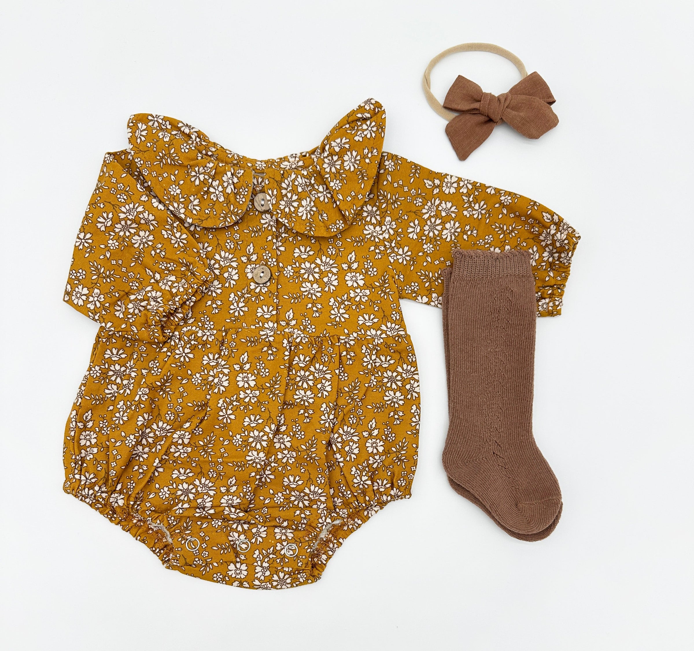 Mustard Floral Romper Set