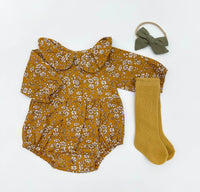 Mustard Floral Romper Set
