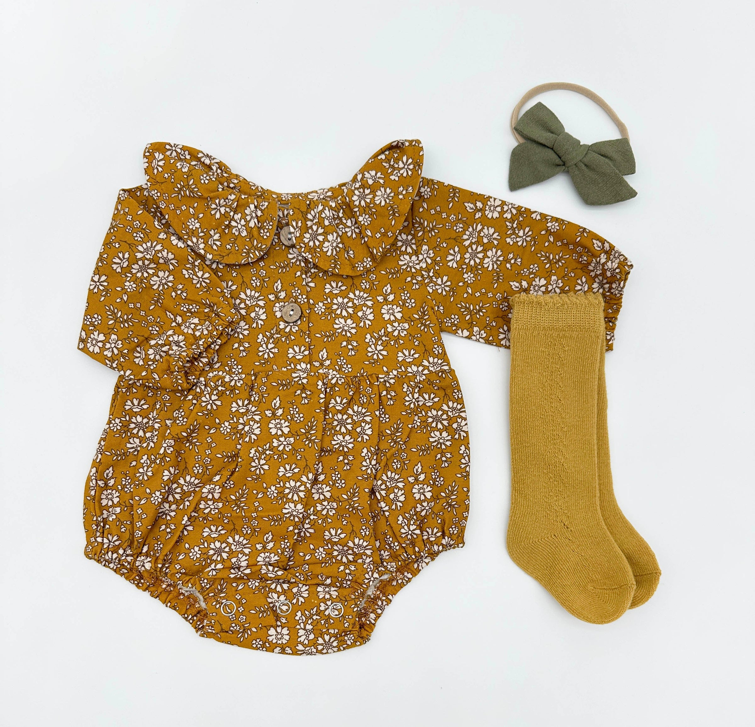 Mustard Floral Romper Set